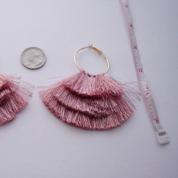1 left! Rose Tassel Fringe Statement Hoop Earrings - Picture 4 of 5